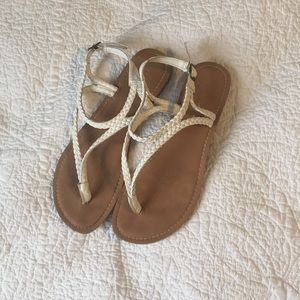 Beach white braided leather sandals
